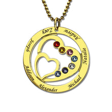 Gold Color Birthstone Family Name Necklace Heart in Heart Name Necklace Per