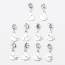 Wholesale 10pcs Tibetan Silver Heart Charms Dangle Metal Alloy Son Mom Dad
