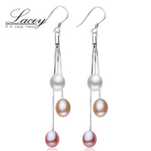 Freshwater 925 silver earrings for women,natural pearl earrings real long p