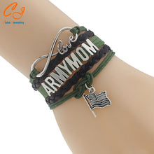 Drop Shipping Infinity/ Love New Type Army Mom Bracelet  Black with Green C