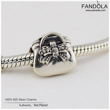 Genuine 925 Sterling Silver Charms Solid Cute Handbag Charms CZ DIY Charms