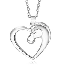 Fashion New jewelry plated white K Horse in Heart Necklace Pendant Necklace
