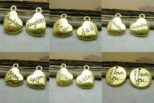30Pcs 15*18mm Heart Charm Pendant Antique Gold Tone DIY Making dad mom-in C
