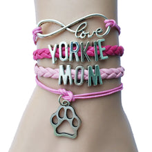Drop Shipping Infinity Love Dog Breed Yorkie Mom Dog or Cat Paw Charm Brace