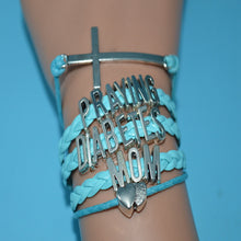 Cross Heart Praying Diabetes Mom Charm Bracelet Multi Layers Braided Leathe