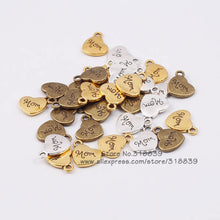 Vintage Metal Heart  Letters Mom Charms for Jewelry Making DIY Handmade Alp