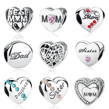 925 Sterling Silver Mother Mom Dad Daughter Sister Beads Fit Pandora Origin