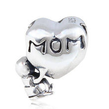 Boy with Mom heart beads Original 925 sterling silver charms Fits for Pando
