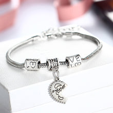 2PCS Mother Daughter Crystal Silver Plated Bracelets Women Girl Charm Snake
