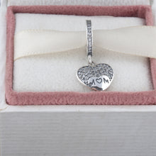 ZMZY Original 925 Sterling Silver Charms Jewelry Crystal Heart Mom Dangle B