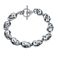 Skull skeleton gothic women stainless steel chain bracelet biker jewelry bi