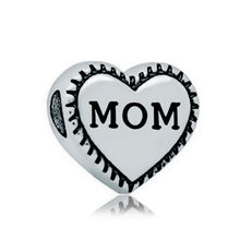 20pcs/lot High Polished Heart Beads With MoM Words Stainless Steel European
