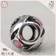 Good Quality Famous 925  Authentic  Silver Pink Enamel And Engraving Love M