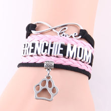 Little Minglou Infinity Love FRENCHIE MOM bracelet dog paw charm leather wr