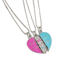 3 Pcs/set Engraved "big Sis Mom Little Sis" Love Heart Pendant Necklace Sim