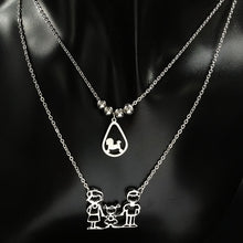 2017 Dog Mom and Dad Daughter Stainless Steel Choker Necklace Women Double