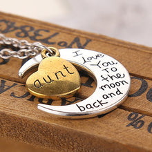 New Fashion Moon Heart I Love You Dad Mom Son Daughter Pendant Necklace for
