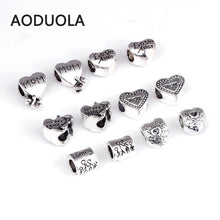 [ MOM and Family Series ] 12 Pcs Mix Beads Antique Silver DIY Big Hole Hear