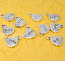 40pcs Antique Silver Grandpa, Grandma, Mom, Aunt, Uncle, Daughter, Brother,