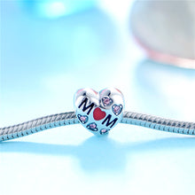 I Love MoM Pinky Stone around Bead  fit Essence Charms 925 sterling silver