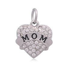 Lemegeton Dropping Shipping Stainless Steel Crystal Heart With Mom Charm Wi