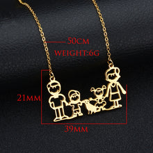 Gift for Mother Father 2 Children & Pet Family Pendant Necklace ,Stainless