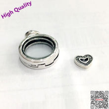 Floating Locket Heart Beads Fit logo Charms sterling Silver 925 Original ne