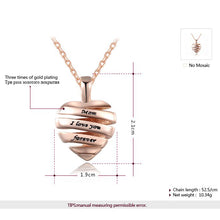 Best Gift for Mother Necklace Heart Pendant Charm "Mom I love you forever"