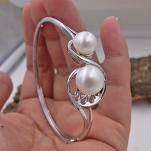 silver bangles in 925 sterling silver with genuine pearl ,sterling silver b