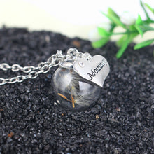 Mommy Heart Crystal Dandelion seeds Mother Silver Chain Pendant Necklace Mo