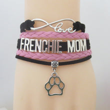 drop shipping Infinity Love FRENCHIE MOM charm leather bracelet wrap bracel