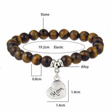 8mm natural tiger eye stone women bracelet Stretch cat eye opal mom charm b