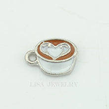 New arrival espresso charm floating charms love heart floating charms for m