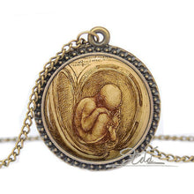 Leonardo Da Vinci Fetus Necklace Pendant  Midwife Pregnant Mom Baby Jewelry