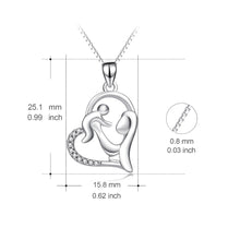 YFN Genuine 925 Sterling Silver Mother Child Necklace Mom Hold Child Pendan