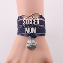 Little Minglou 7 colors Infinity love soccer mom bracelet football charm le