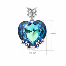 YFN Fashion Women Necklace Four Leaf Clover & Love Heart Blue Austrian Crys