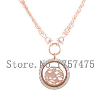 TDIYJ Fashion Rose Gold Stainless Steel 38mm Double Crystal Glass Memory Lo