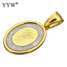 YYW Women Men Mom Gifts Gold color Stainless Steel Pendants Jewelry Oval Wh
