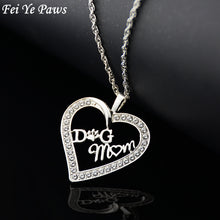 Fei Ye Paws Gold Color Dog Mom Crystal Zircon Heart Pendant Necklace Boho C