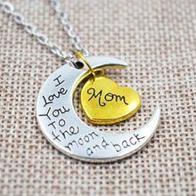 ISINYEE Fashion "I love you mom " Moon Heart Pendant Chain Necklace For Wom