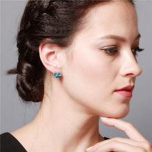 Uloveido Clover Flower Earings with Stones Jewelry Blue Cubic Zirconia Brin