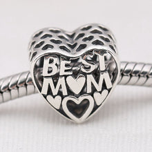 Vintage Best Mother Mom Openwork Heart Charms Beads Fit Pandora Bracelet Di