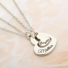 2PC/Set Mother Heart Daughter silver Necklaces Family Gifts For Mom Women J
