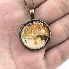 BS0202 Mother and child necklace gustav klimt pendant art gift for mom and