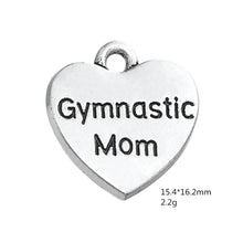 Skyrim 10Pcs Heart Shape With Word Gymnastic Mom Charm Pendant Jewelry For