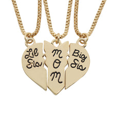 3 PCS/Set Broken Heart Stitching Big & Little Sister MOM Pendant Choker Nec