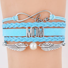 Infinity Love Mom Bracelets & Bangles Angel Wing Charm Handmade Wax Braided