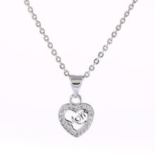 Silver Plated Korean jewelry Heart Mom Letter Charm Micro Pave CZ Pendant W