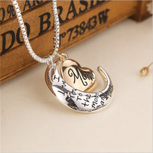 Daisies One Piece Fashion Golden Heart Shaped Silver Moon Necklace I Love Y